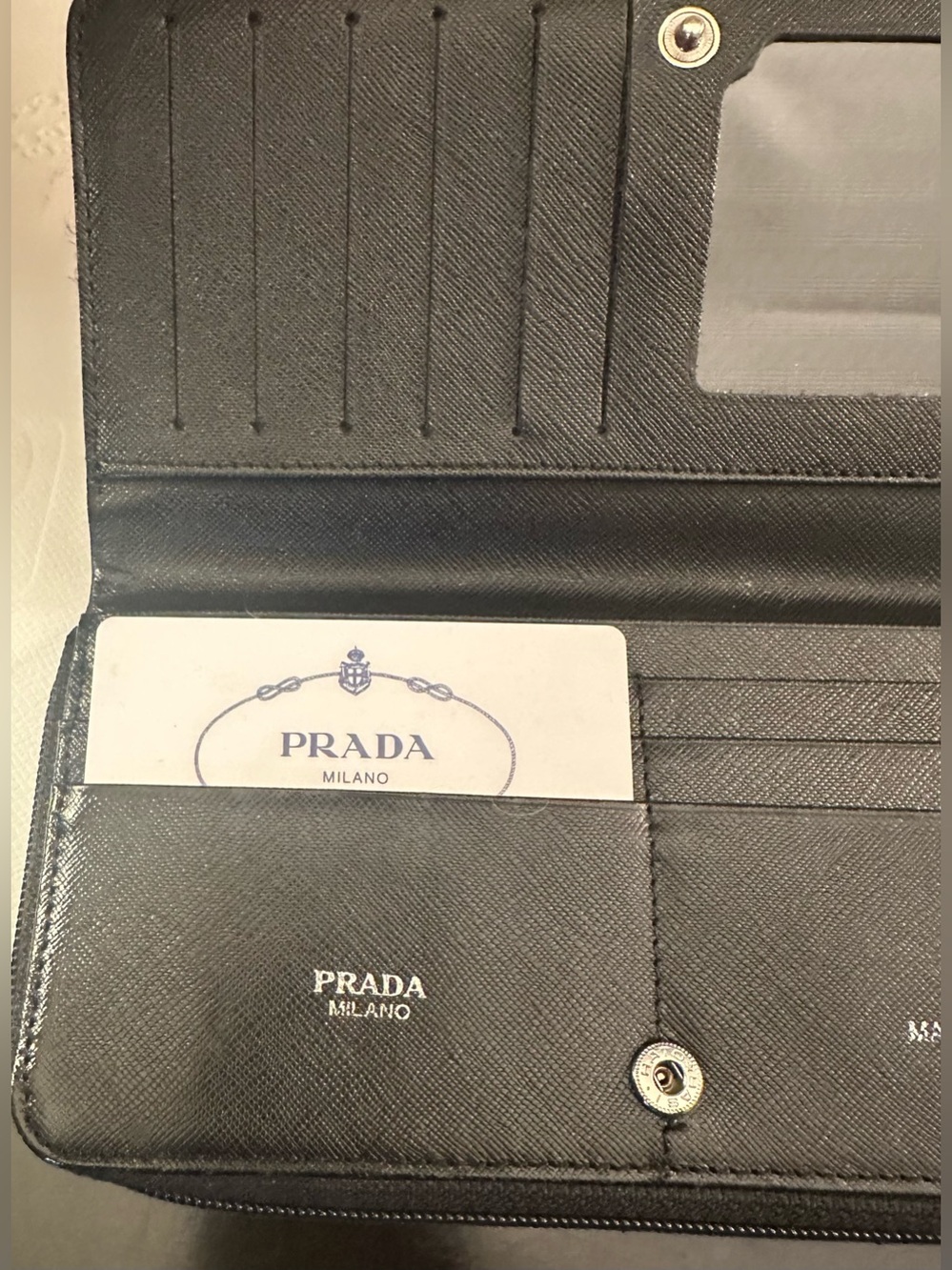 Prada black nylon and leather zippy and snap wallet - Picture 7 of 9
